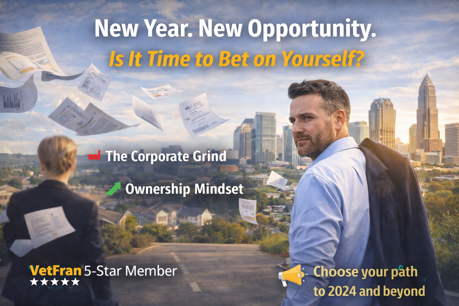 man choosing his path to franchise ownership