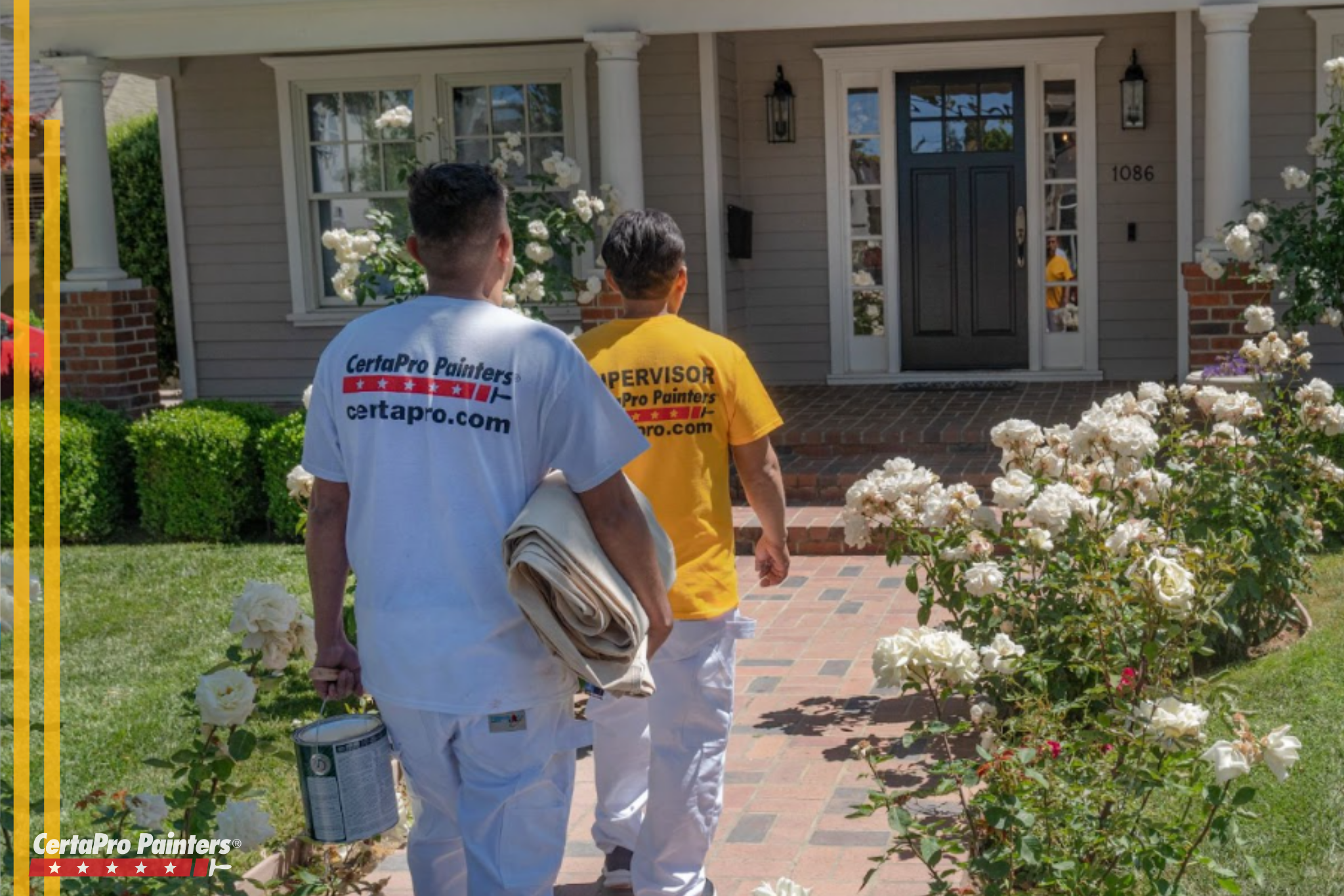 CertaPro Painters® team members preparing for exterior painting
