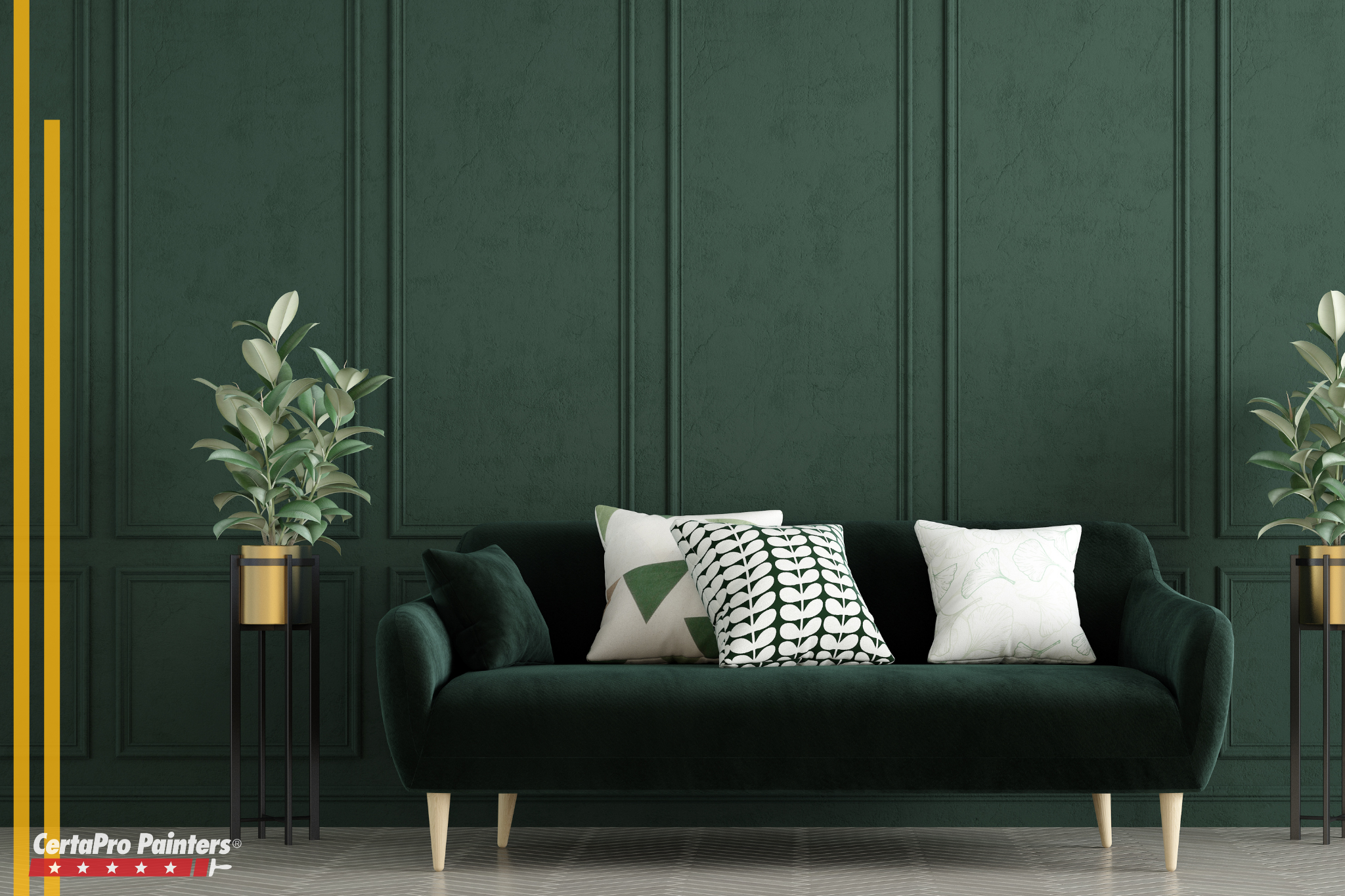 Dark green paint color in living room